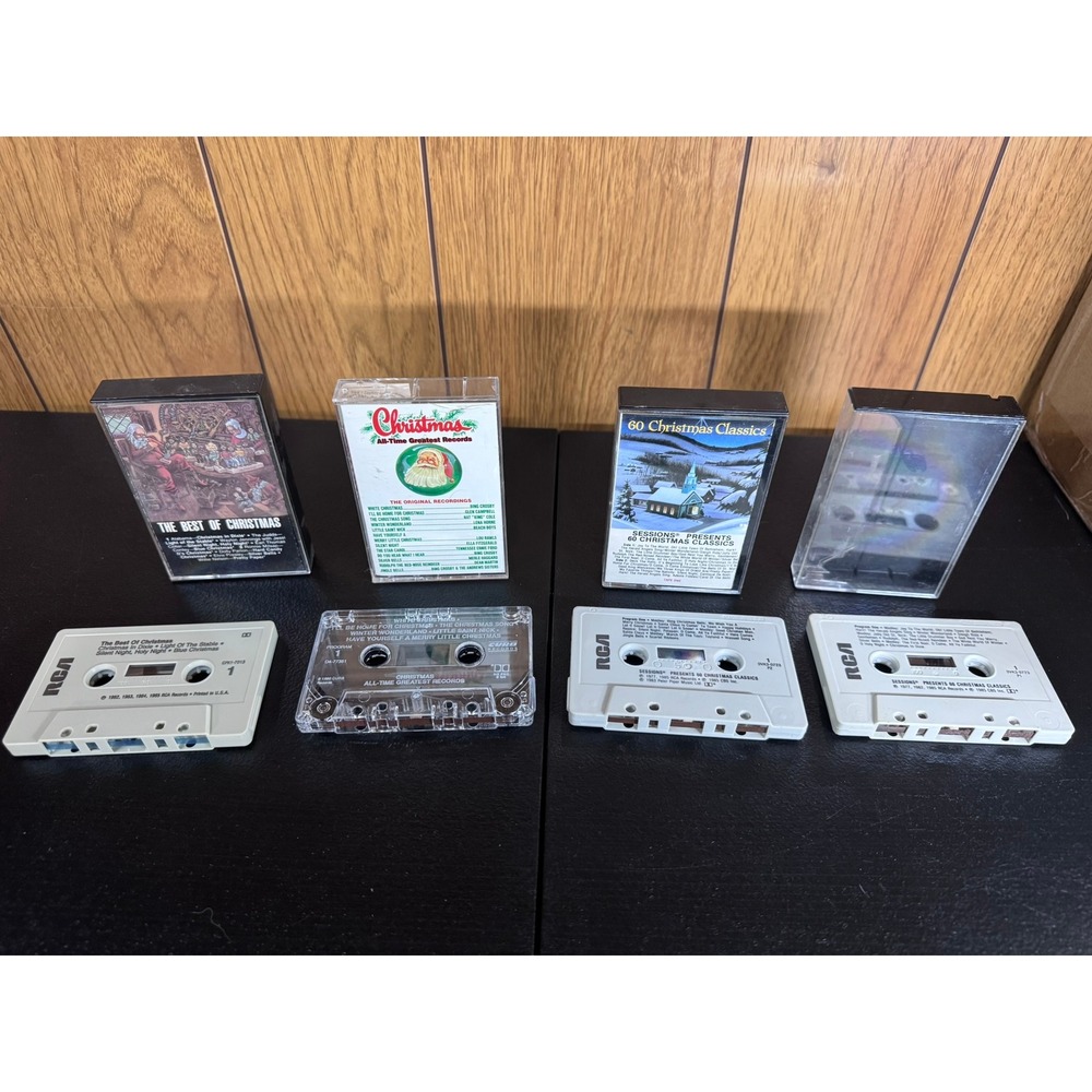 Vintage Christmas Cassette Tape Lot RCA Curb 60 Classics Best of Christmas 4pk